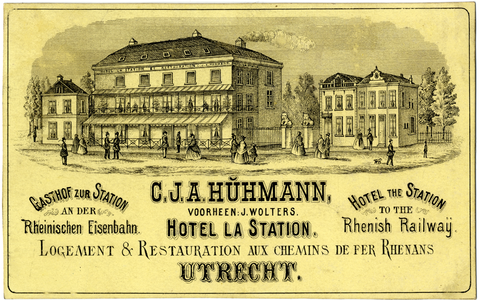 202897 Gezicht op het Hotel La Station van C.J.A. Hühmann (voorheen J. Wolters) aan het Stationsplein (Wijk L 153) te ...
